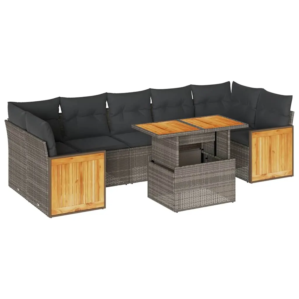 8-Piece Outdoor Sofa Set Grey Rattan