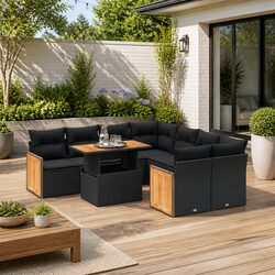 Detailed Specifications of 9 Piece Black Garden Sofa Set