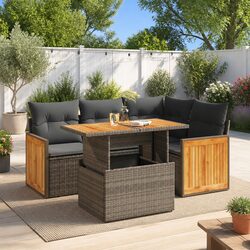 5-Piece Grey Poly Rattan Garden Sofa Set Specifications
