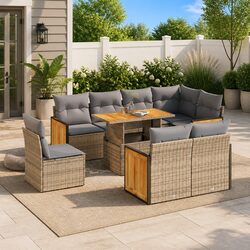 Specifications of 9 Piece Beige Patio Sofa Set
