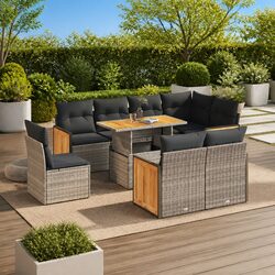Specifications of Grey Modular 9-Piece Garden Sofa Set