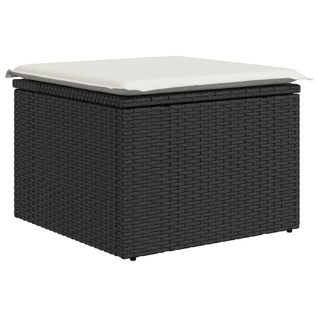 7 Piece Outdoor Garden Sofa Set with Storage Black Poly Rattan Patio Furniture