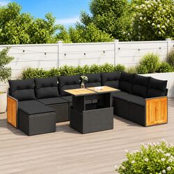 Specifications of the 9-Piece Black Garden Sofa Set
