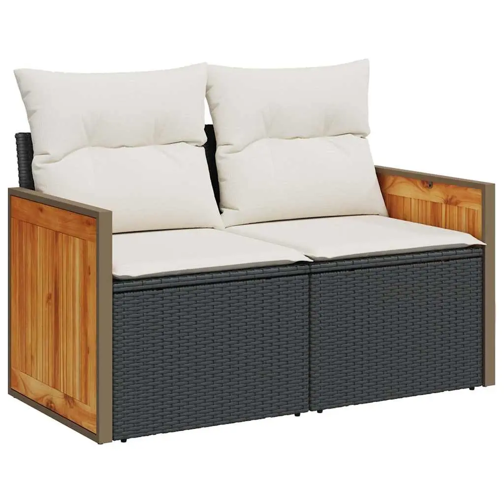 Garden Sofa Set Outdoor Furniture 10 Piece Patio Sectional Black Poly Rattan