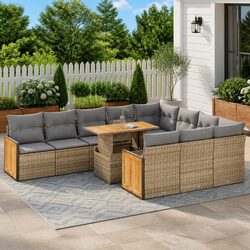 Specifications for 11 Piece Beige Outdoor Sofa Set