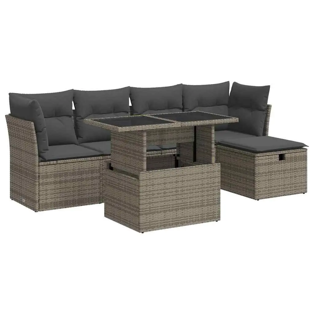 6-Piece Modular Grey Garden Sofa Set