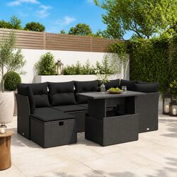 Specification-Rich 7-Piece Garden Sofa Set in Black