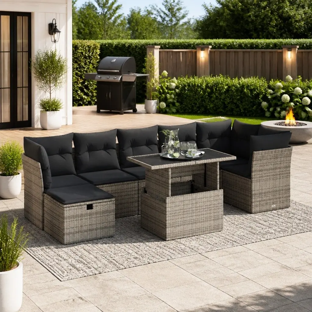 8 Piece Grey Modular Garden Sofa Set