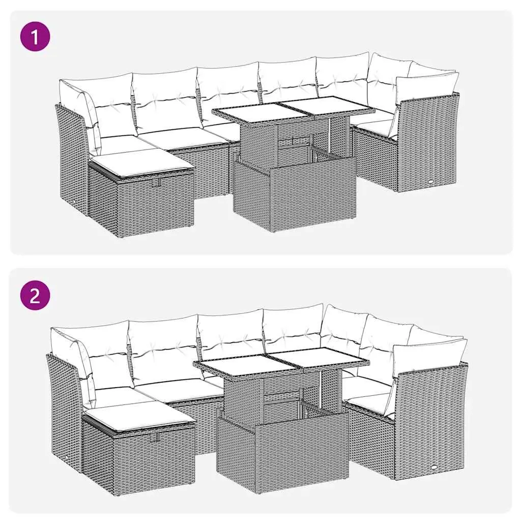 8 Piece Grey Modular Garden Sofa Set