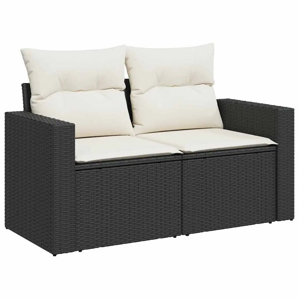 Garden Sofa Set Outdoor Furniture 9 Piece Black Poly Rattan Modular Patio