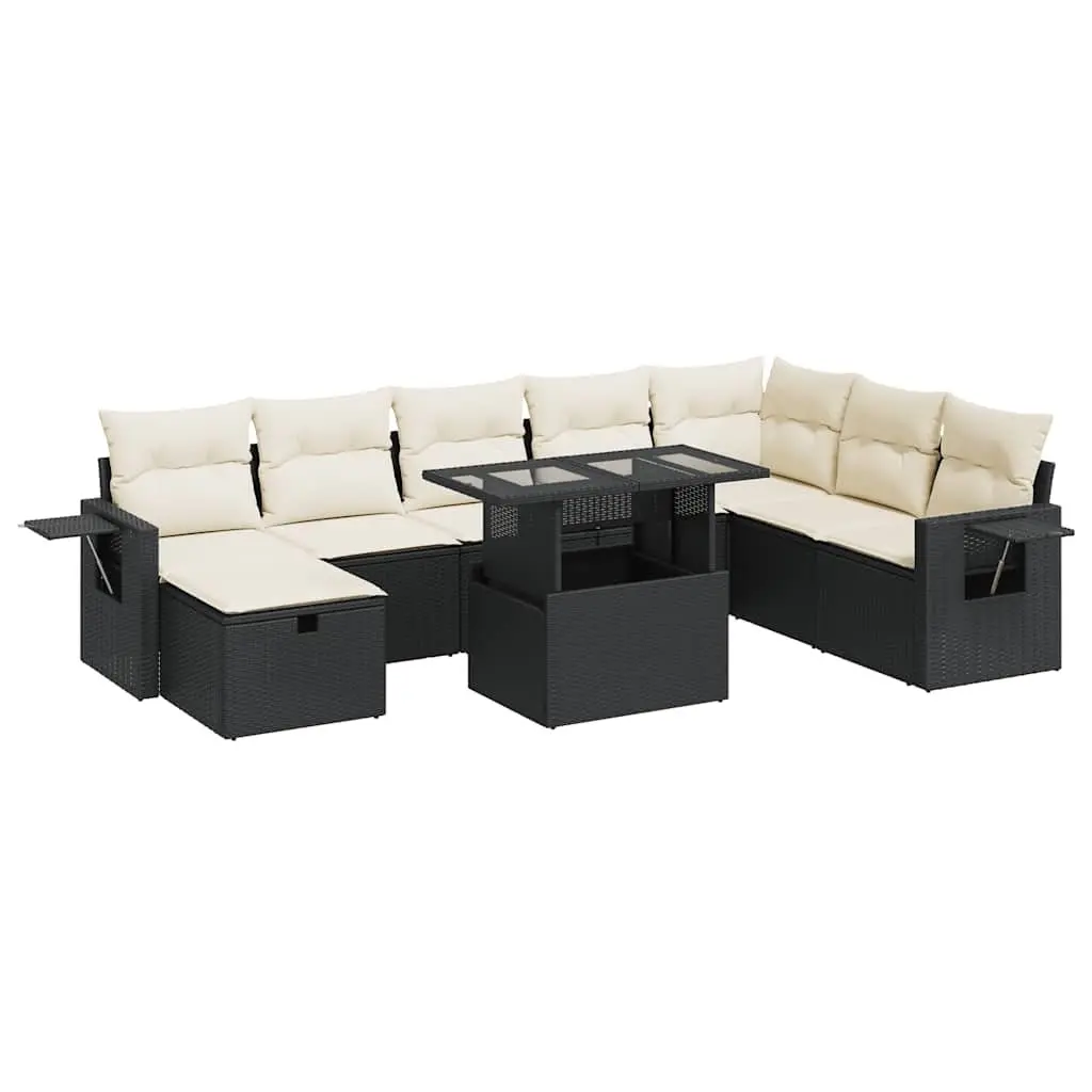 9 Piece Garden Sofa Set Outdoor Furniture Patio Lounge Modular Black Poly Rattan