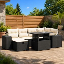 Garden Sofa Set 8 Piece Black Poly Rattan Outdoor Furniture Patio Modular