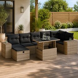 5 Piece Outdoor Sofa Set - Grey Poly Rattan Details