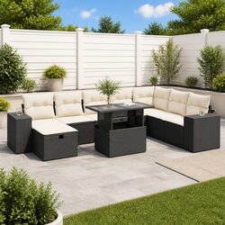 Specifications of 9 Piece Black Poly Rattan Sofa Set