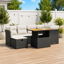 Specifications of 7 Piece Garden Sofa Set - Black Rattan