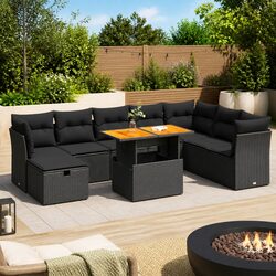 Detailed Specs of 9 Piece Black Outdoor Sofa Set