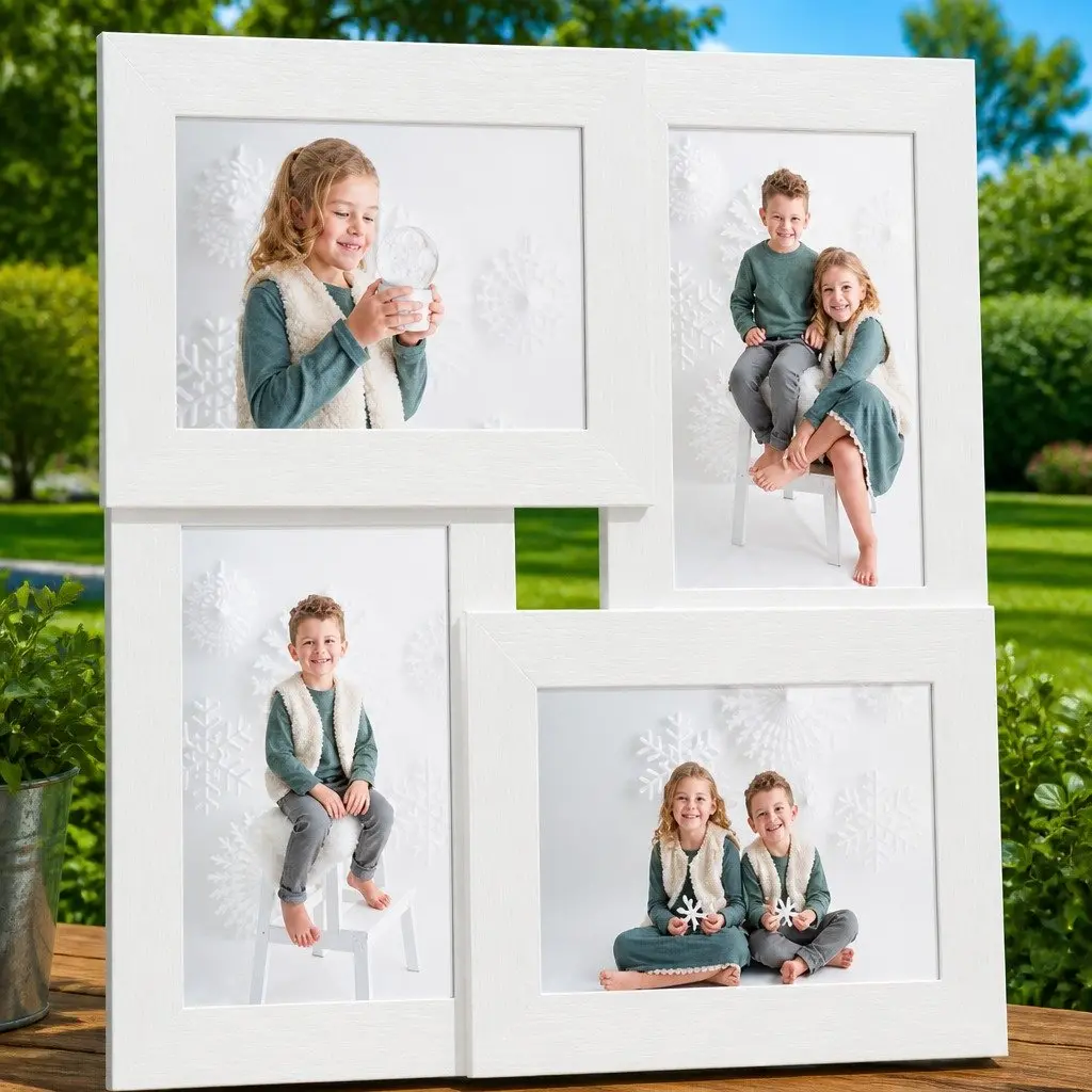 Collage Photo Frame 4x 13x18cm Picture Display White Modern Wall Decor