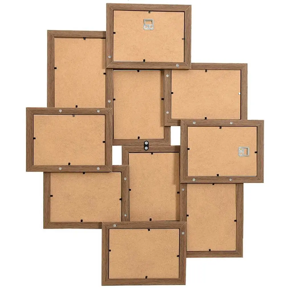 Collage Photo Frame 10 Piece Set Wall Display Home Decor Gallery Light Brown