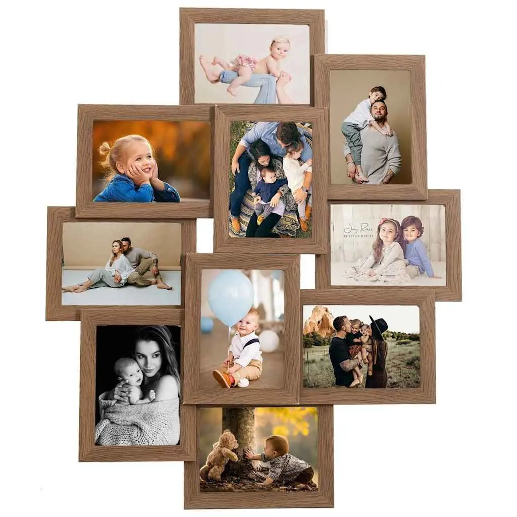 Collage Photo Frame Wall Display Home Decor 13x18 cm Brown 10 Piece