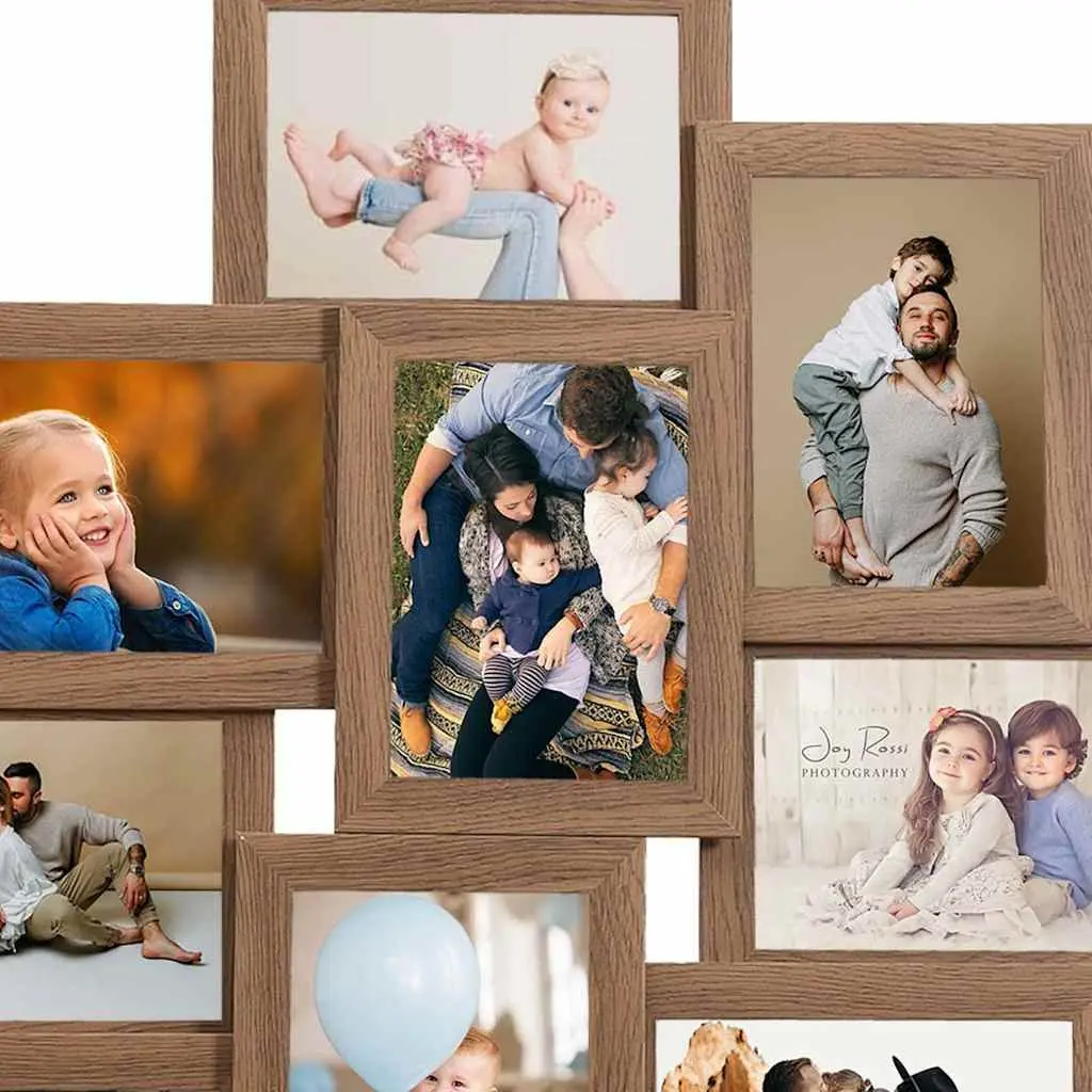 Collage Photo Frame Wall Display Home Decor 13x18 cm Brown 10 Piece