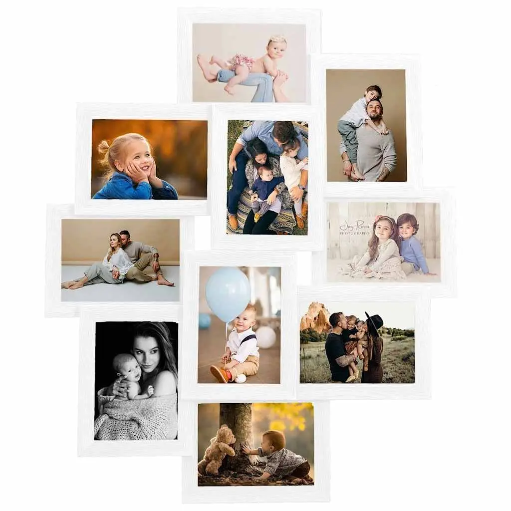 10-Piece White Collage Photo Frames 13x18cm