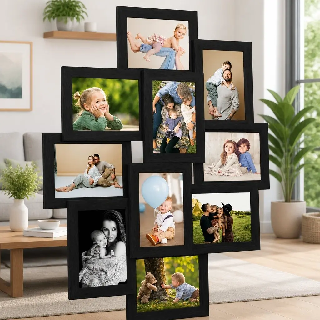 Collage Photo Frame 10 Piece Picture Display 10x15 cm Black Wall Decor Gallery