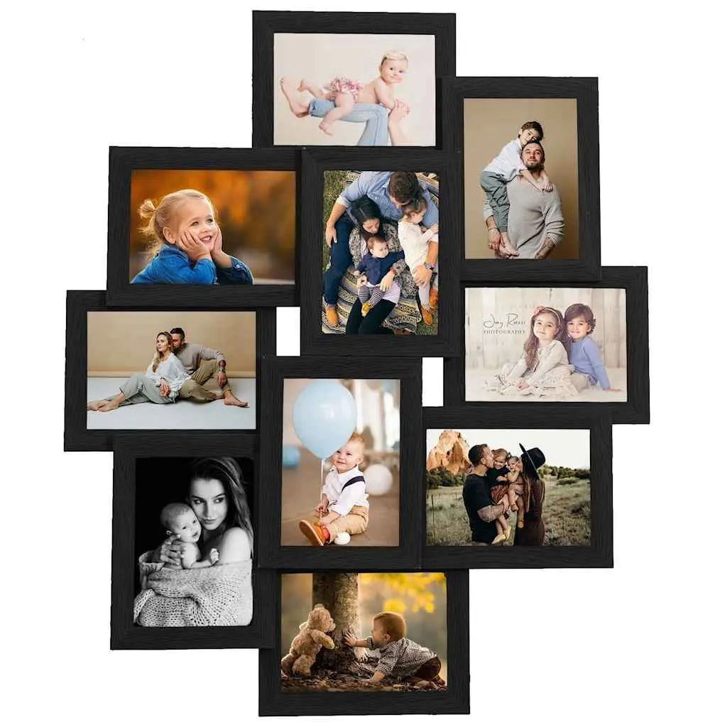 Collage Photo Frame Set for Wall Display 10 Piece 10x15 cm Black Home Décor