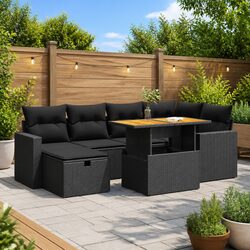 Specifications of 8-Piece Garden Sofa Set: Black Rattan