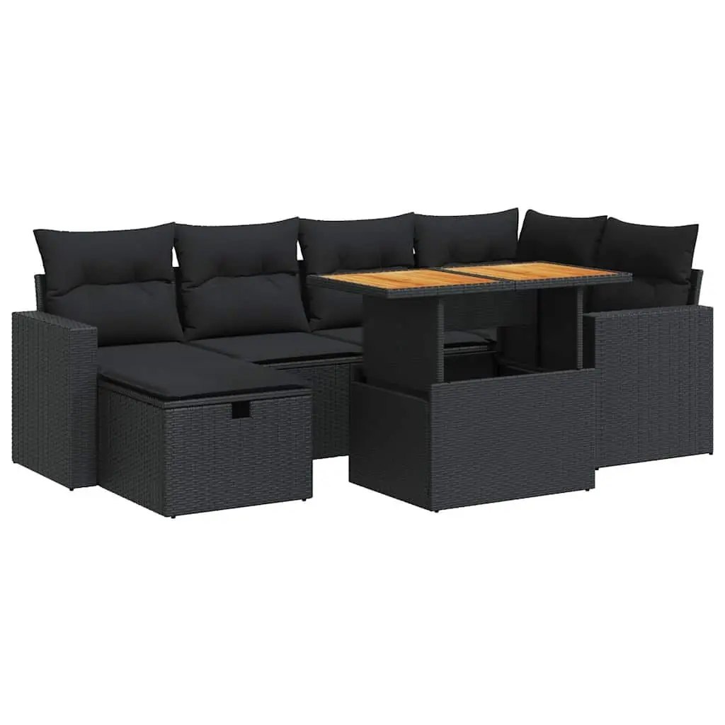 Garden Sofa Set 8 Piece Outdoor Furniture Modular Black Poly Rattan Patio