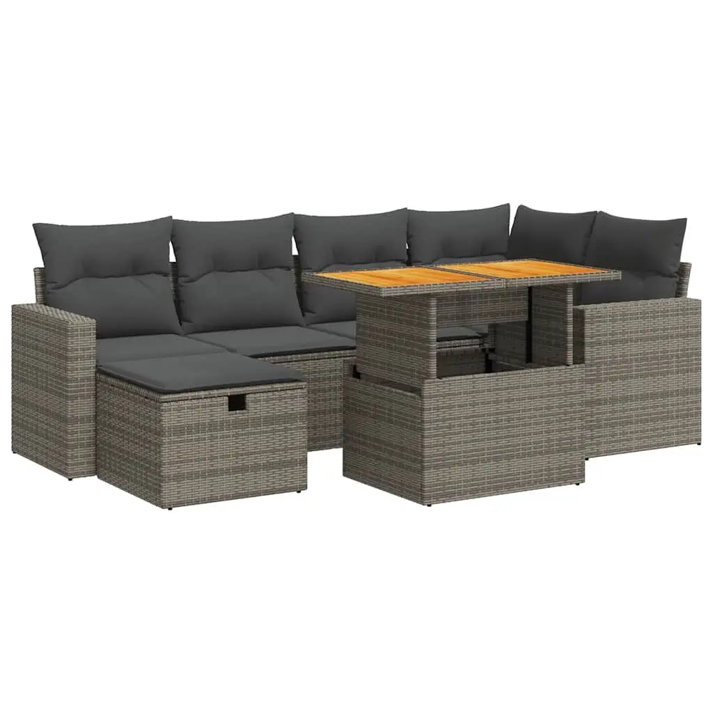 Garden Sofa Set 8 Piece Outdoor Furniture Grey Poly Rattan Modular for Backyard Terrace or Patio