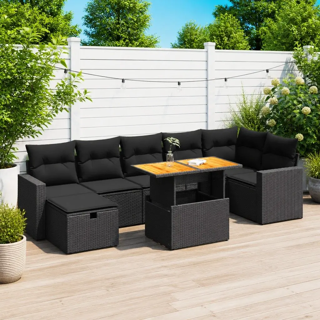 5 Piece Black Outdoor Garden Sofa Set