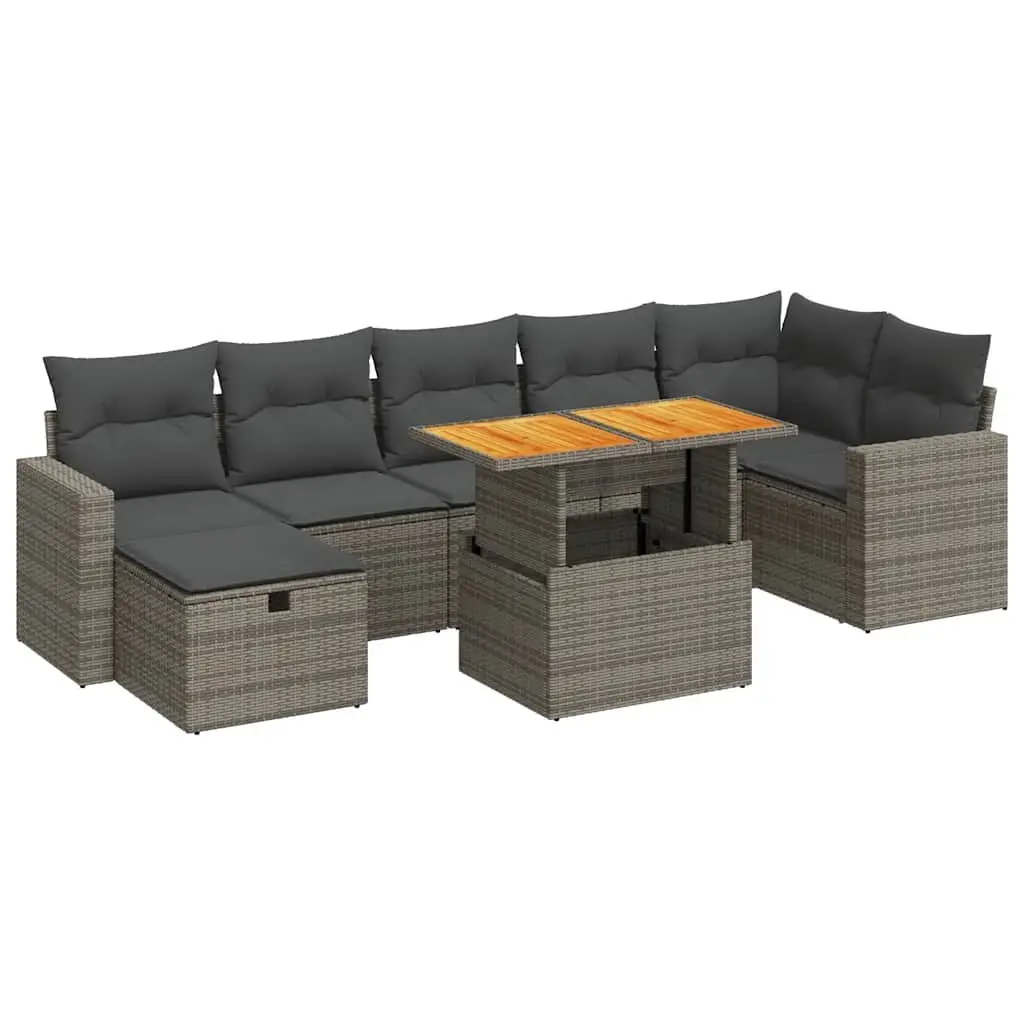 5 Piece Garden Sofa Set Outdoor Patio Furniture Grey Poly Rattan with Cushions