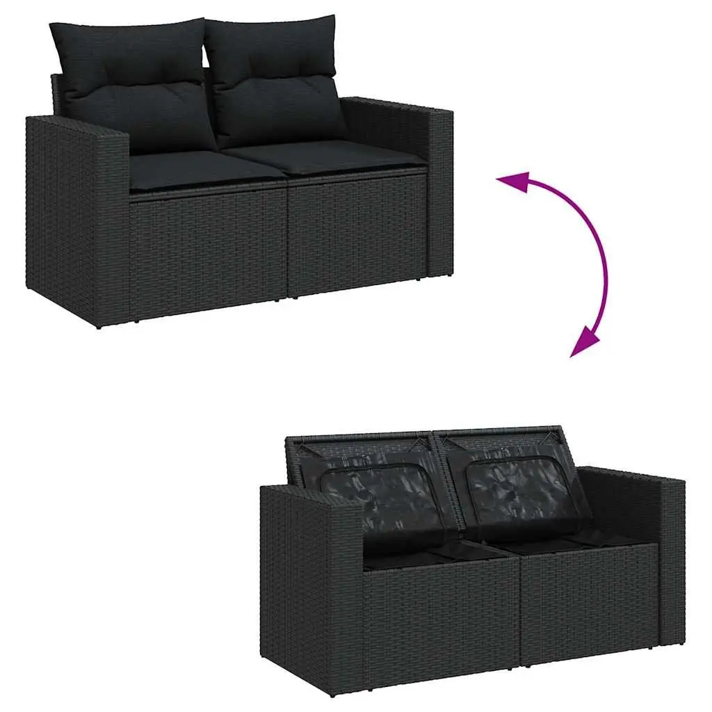 Black 9-Piece Garden Sofa Set