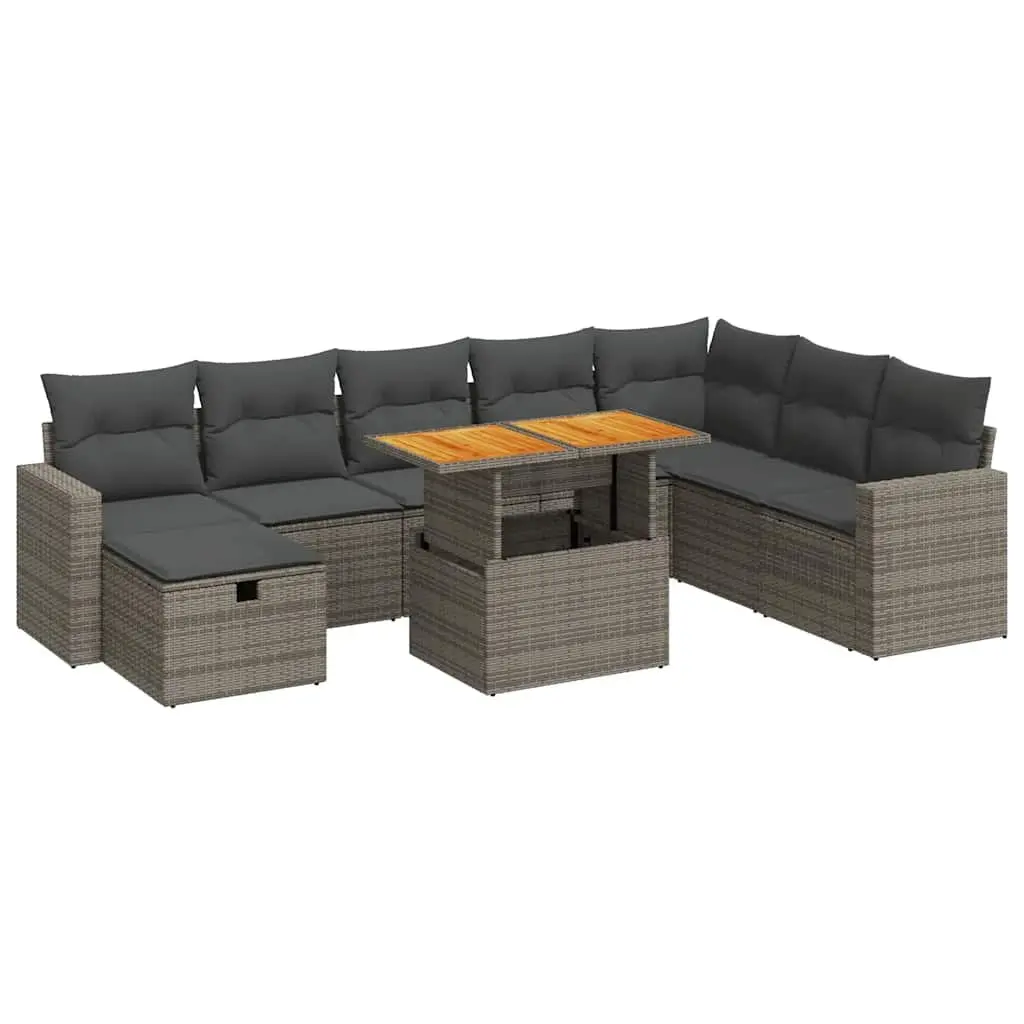 9-Piece Modular Garden Sofa Set in Grey