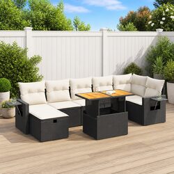5-Piece Modular Black Poly Rattan Sofa Set - Durable Design