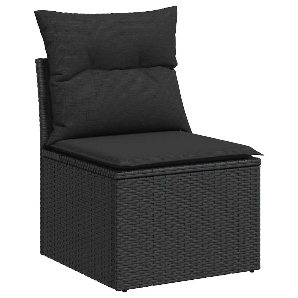 Garden Sofa Set 9 Piece Outdoor Furniture Black Poly Rattan Modular with