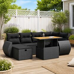 8-Piece Black Poly Rattan Garden Sofa Set Specifications