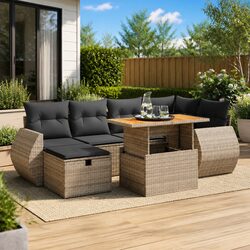 Garden Sofa Set 8 Piece Outdoor Furniture Grey Poly Rattan Modular Patio Seating
