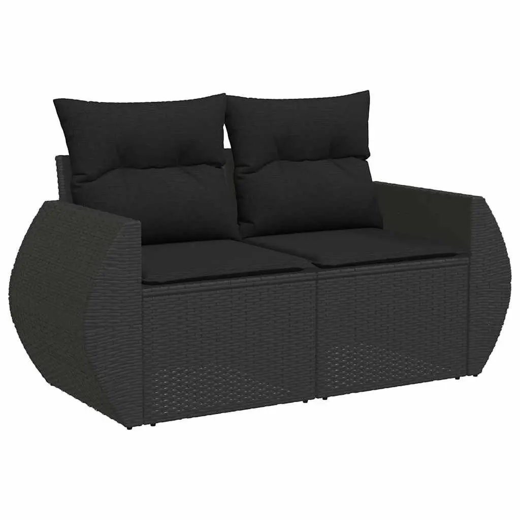 Garden Sofa Set Outdoor Furniture 5 Piece Black Poly Rattan Patio Seating