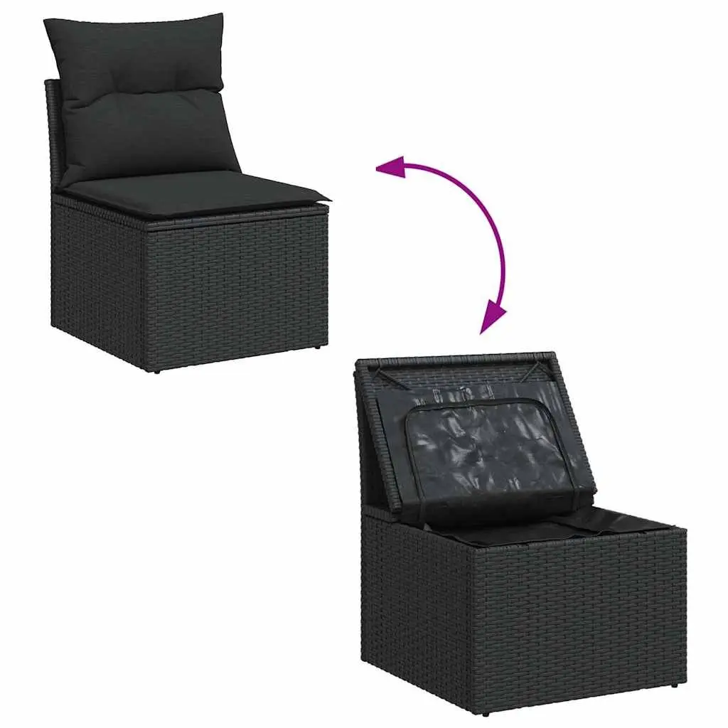 Garden Sofa Set Outdoor Furniture 5 Piece Black Poly Rattan Patio Seating