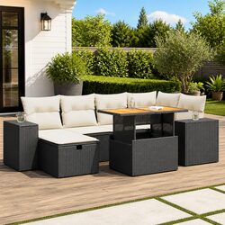 Specifications of the 8-Piece Outdoor Sofa Set in Black