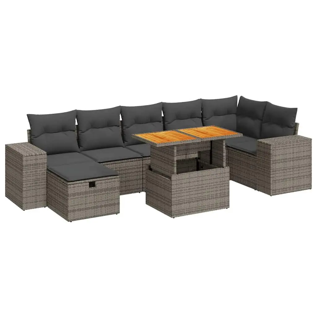 Garden Sofa Set Outdoor Furniture 5 Piece Grey Poly Rattan with Cushions