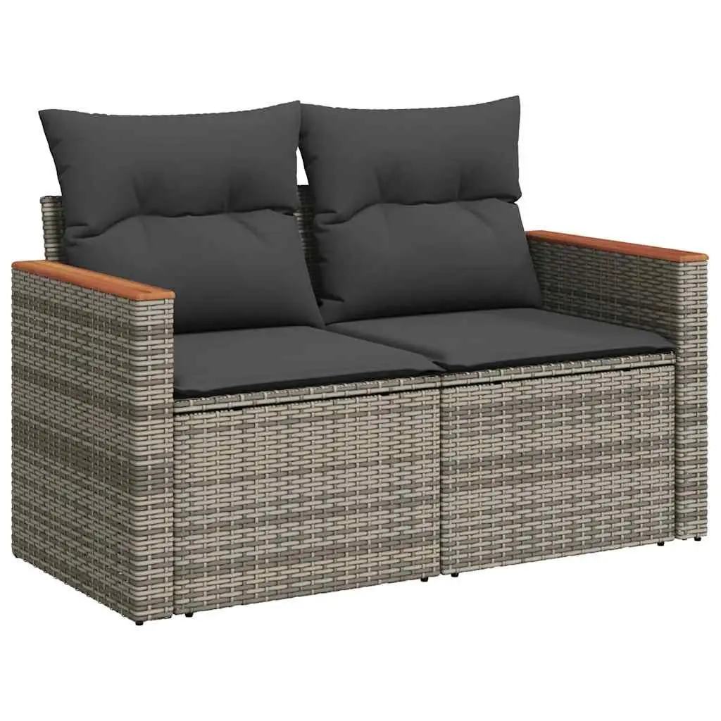 6-Piece Outdoor Sofa Set Grey Poly Rattan with Cushions