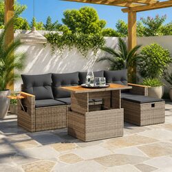 Specifications for 6-Piece Grey Rattan Garden Sofa Set