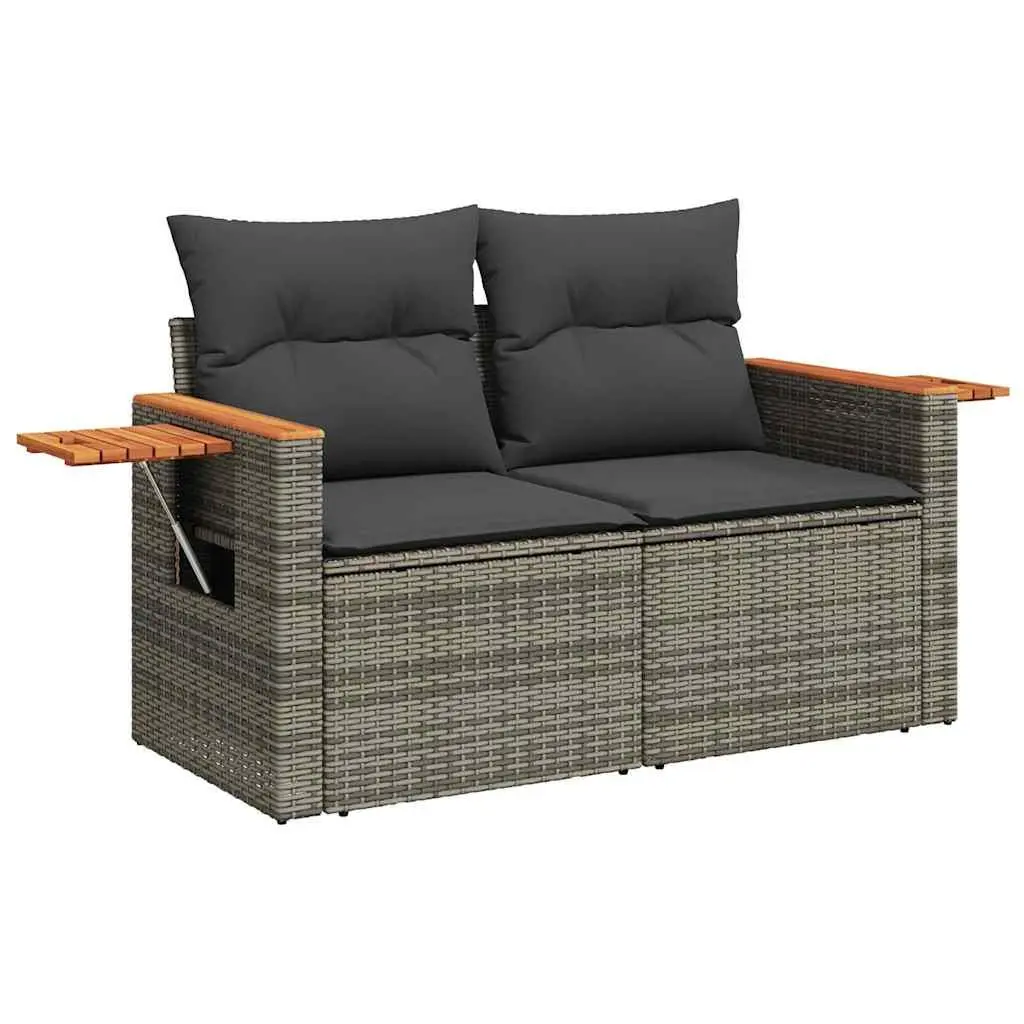 Garden Sofa Set Outdoor Furniture 6 Piece Grey Poly Rattan Patio Sectional