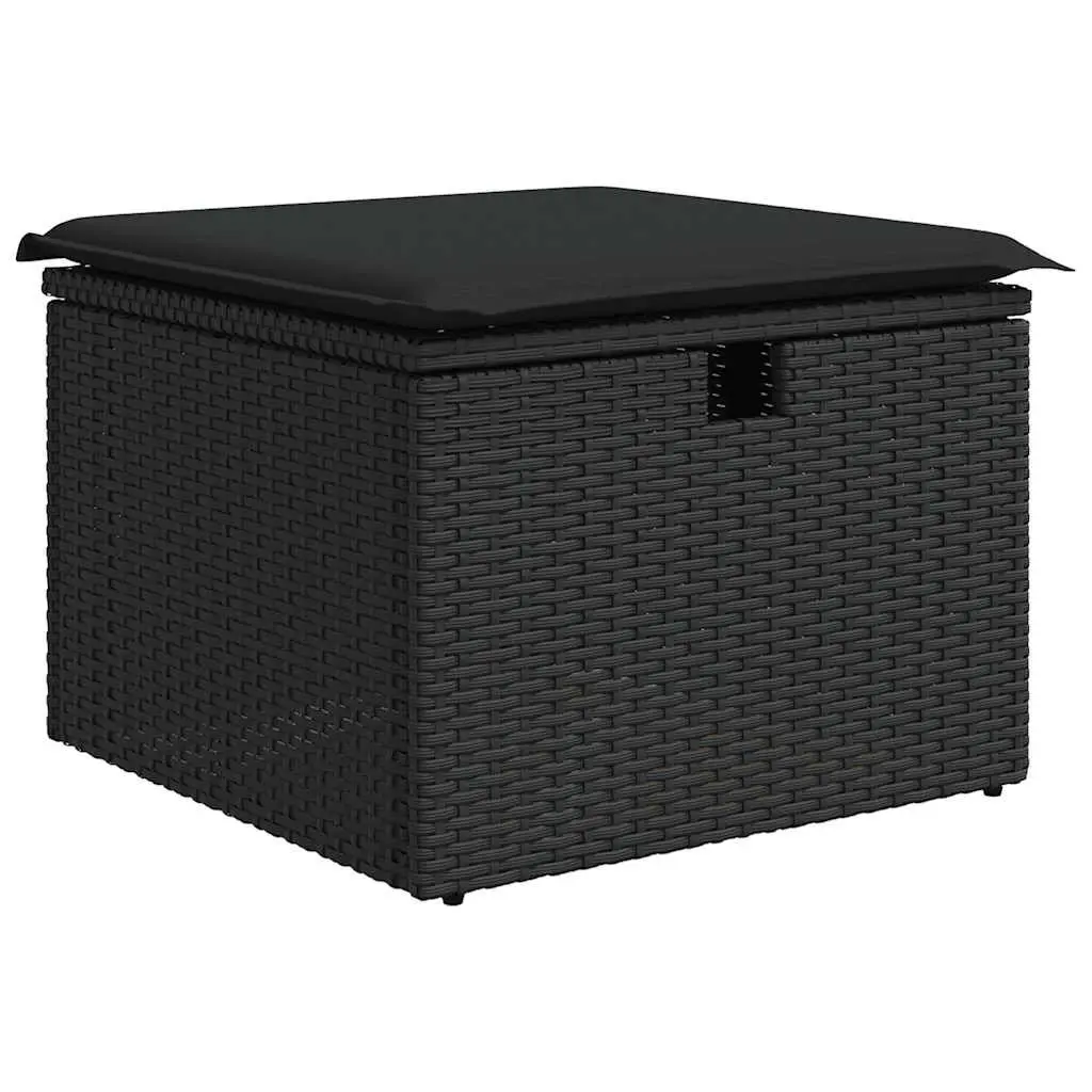 Black Poly Rattan 8-Piece Garden Sofa Set with Storage