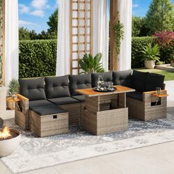 Garden Sofa Set 5 Piece Outdoor Furniture Patio Sectional with Storage Cushions