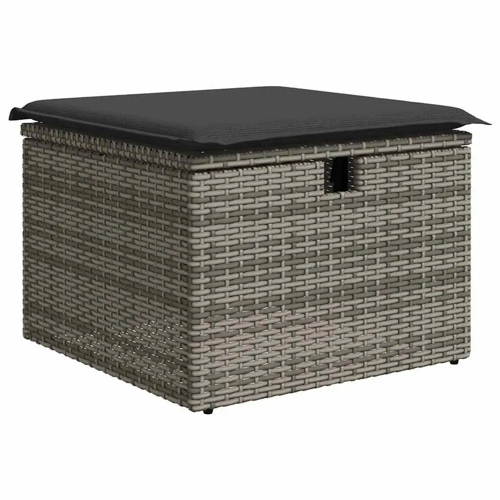 Garden Sofa Set 6 Piece Outdoor Furniture with Storage Cushions Grey Poly Rattan
