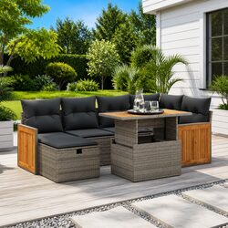 8-Piece Garden Sofa Set: Grey PE Rattan & Steel Frame