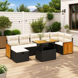 Specifications of 5-Piece Black Poly Rattan Garden Sofa Set